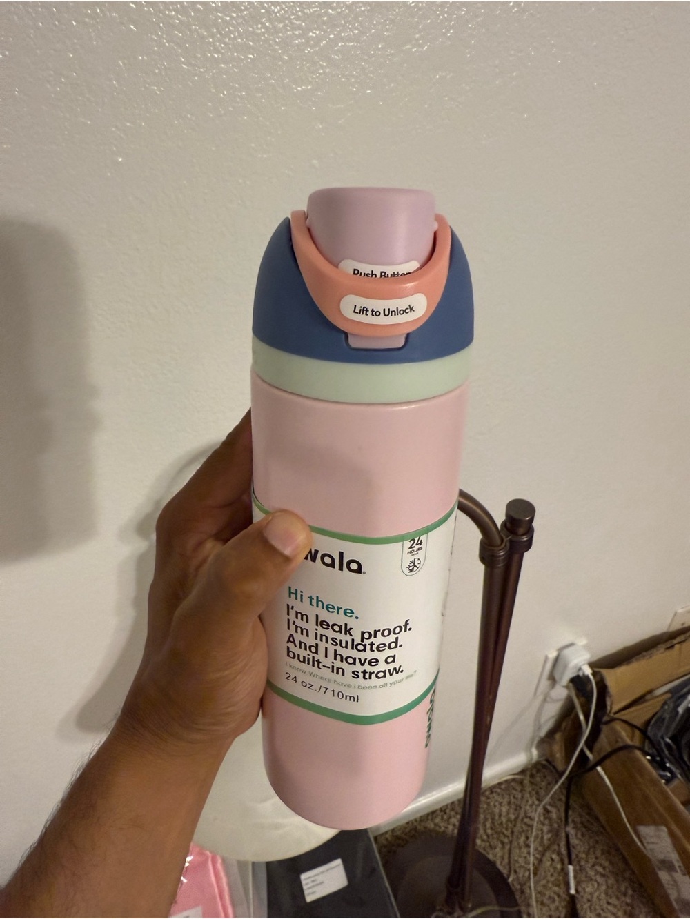 Insulated Pink Travel Bottle with Built-In Straw by Avana